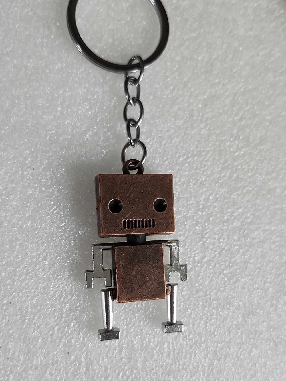 Bronze & Silver Toned Mini Robot Keychain